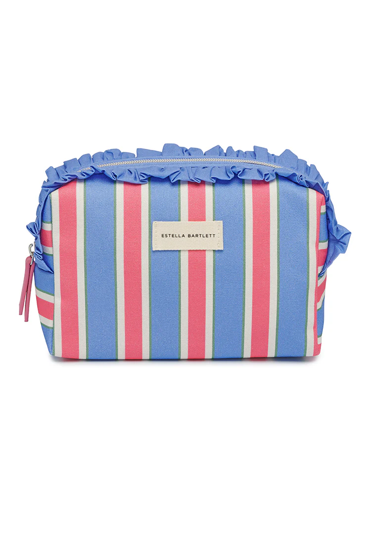Blue Stripe Ruffle Wash Bag - Image 3