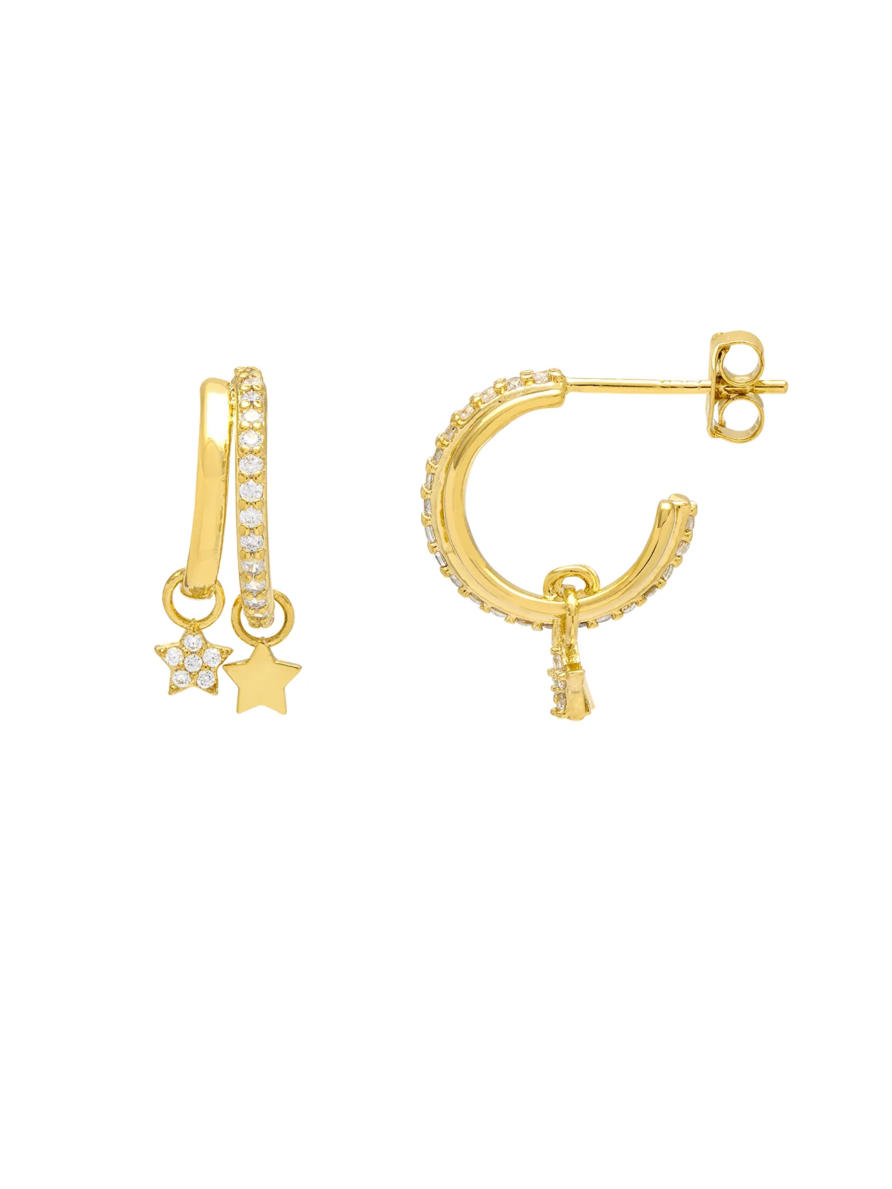 Duo Pave Star Hoops - Image 3