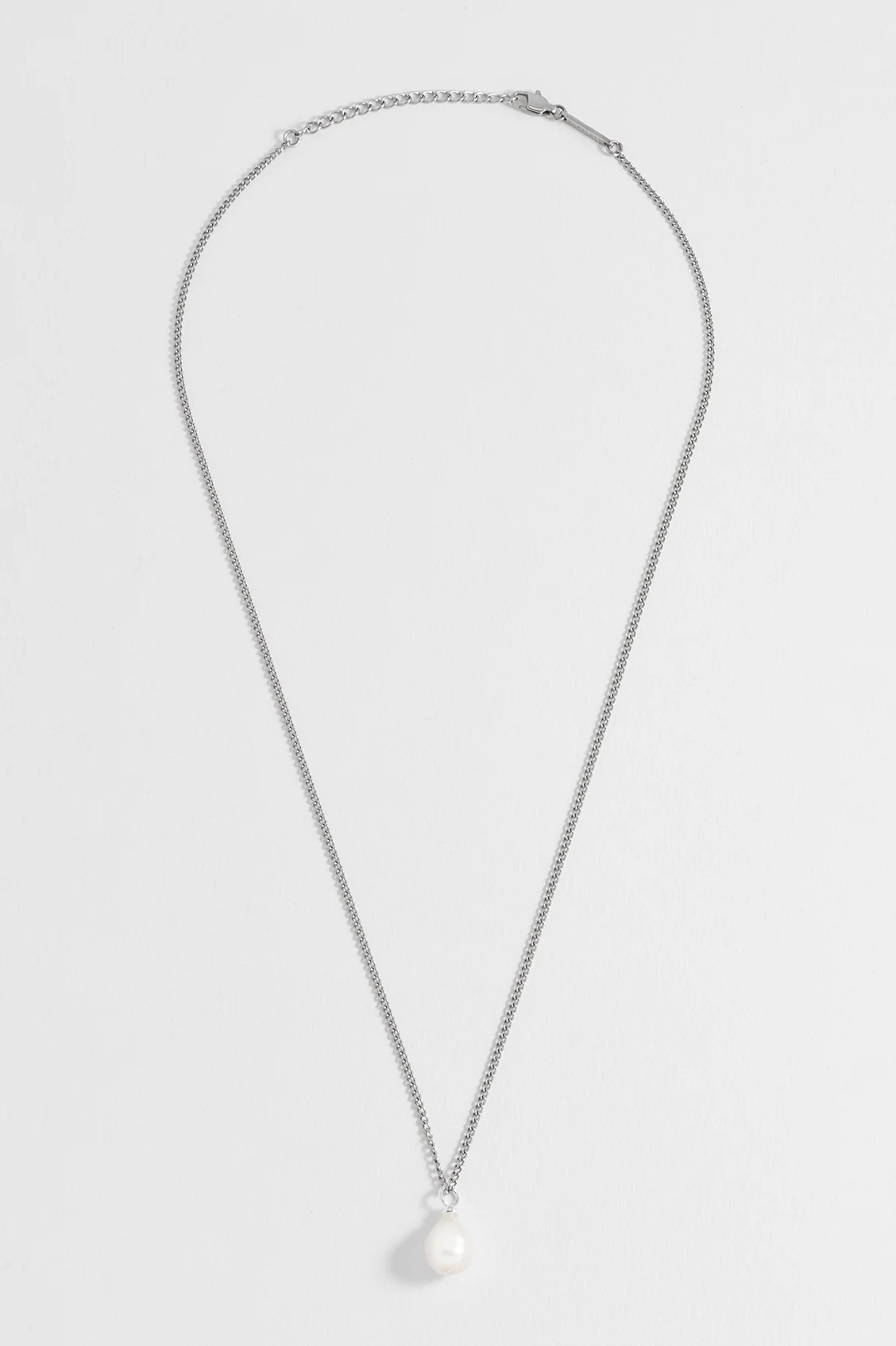 Men's Fine Curb Chain and Pearl Necklace
