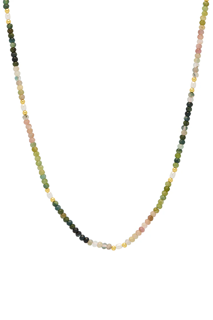 Gemstone Pearl T-Bar Beaded Necklace - Image 3