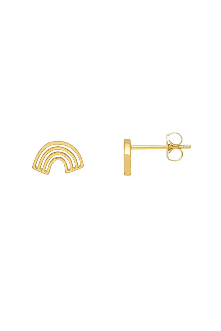 Minimalist Cutout Rainbow Stud Earrings - Image 3