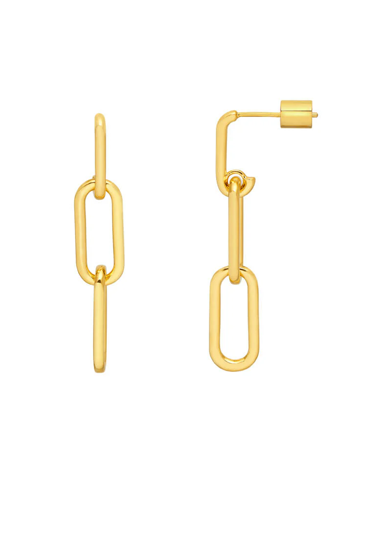 Paperclip Chain Link Drop Earrings - Image 3