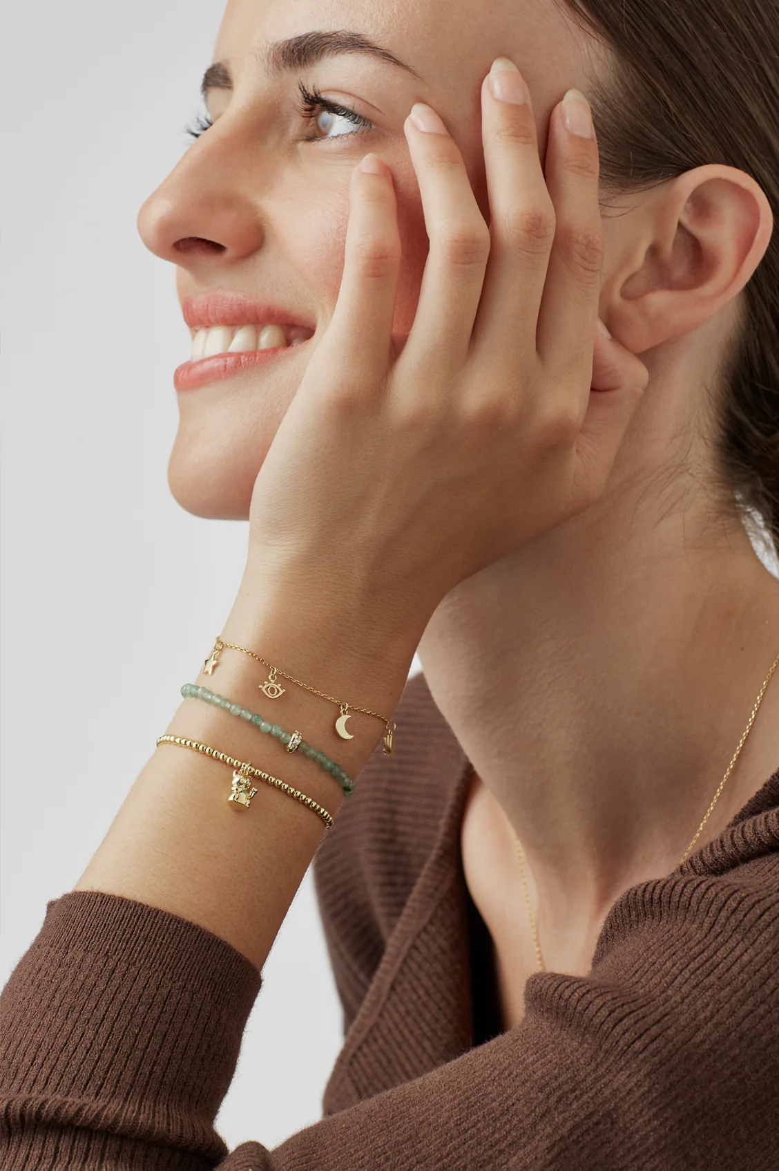 Green Aventurine CZ Disc Amelia Bracelet - Image 2