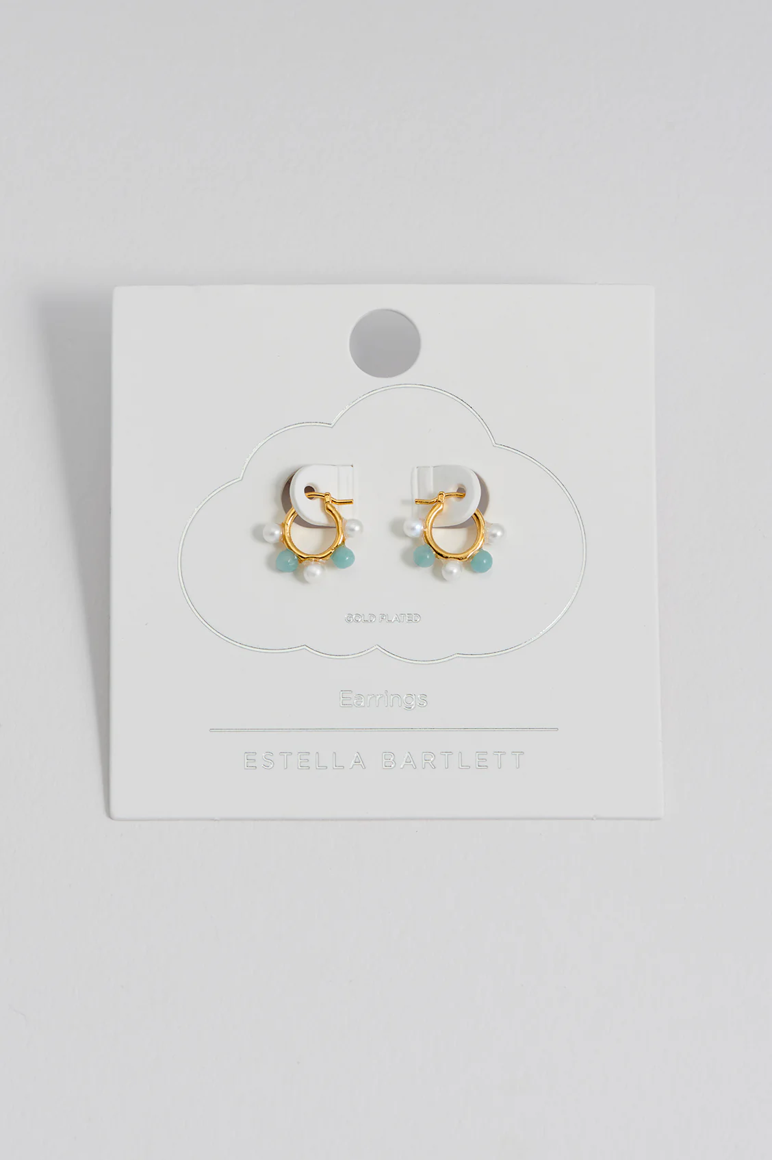 Blue Gemstone And Pearl Bead Hoops - Image 5
