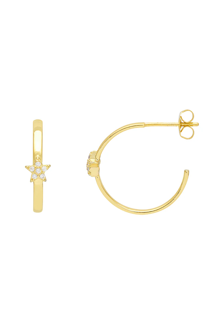 CZ Star Flat Edge Hoops - Image 3
