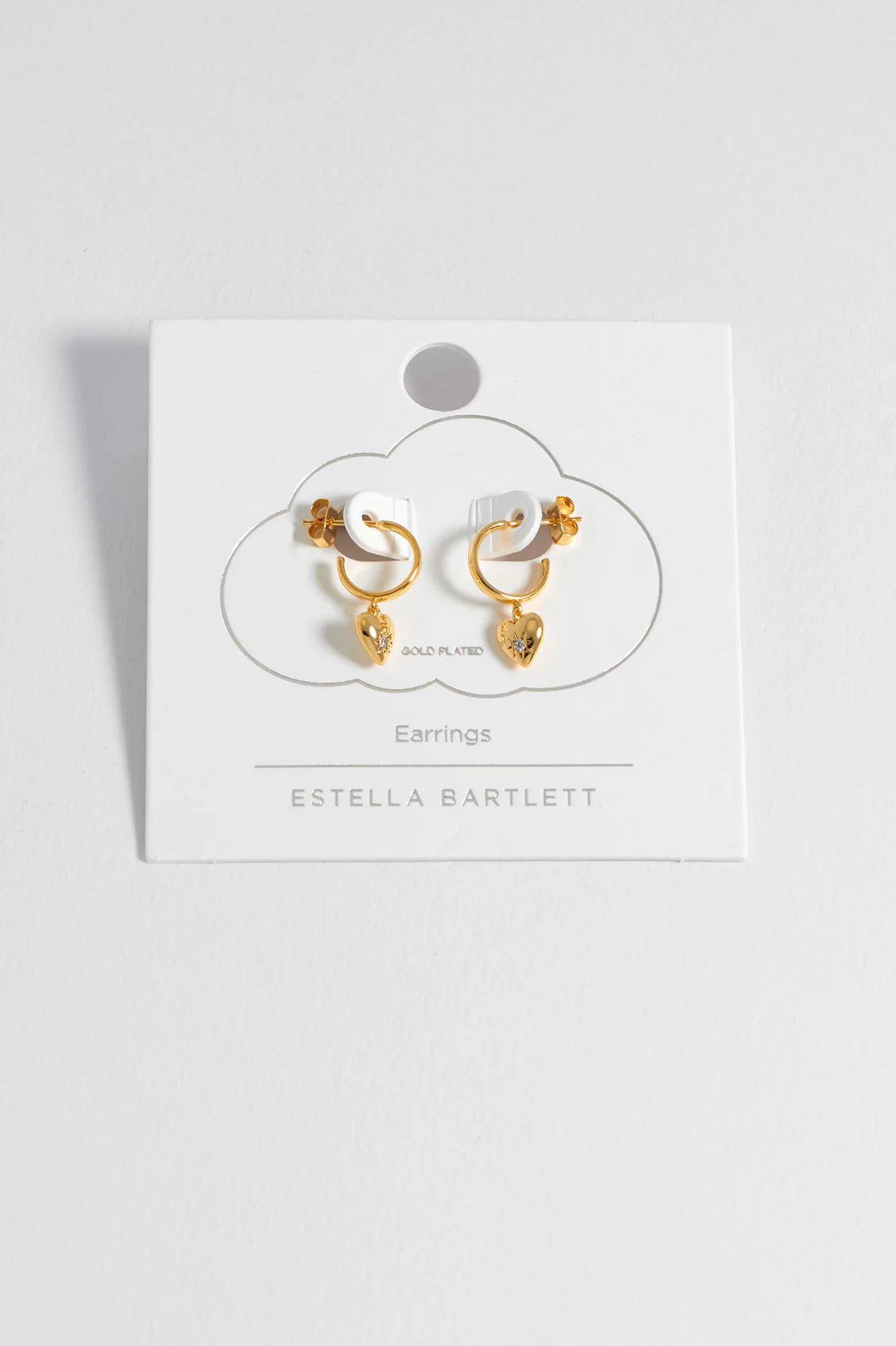 CZ Star Puffy Heart Hoop Earrings - Image 6
