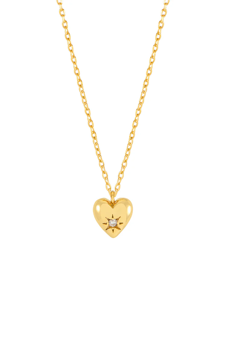 CZ Star Puffy Heart Necklace - Image 3