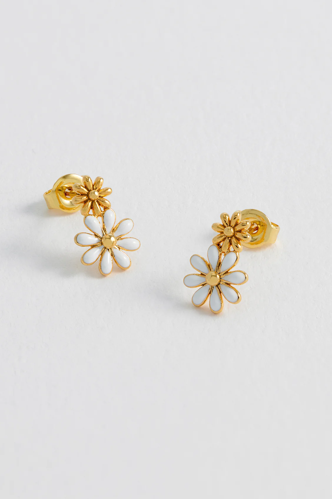 White Enamel Double Flower Studs - Image 4