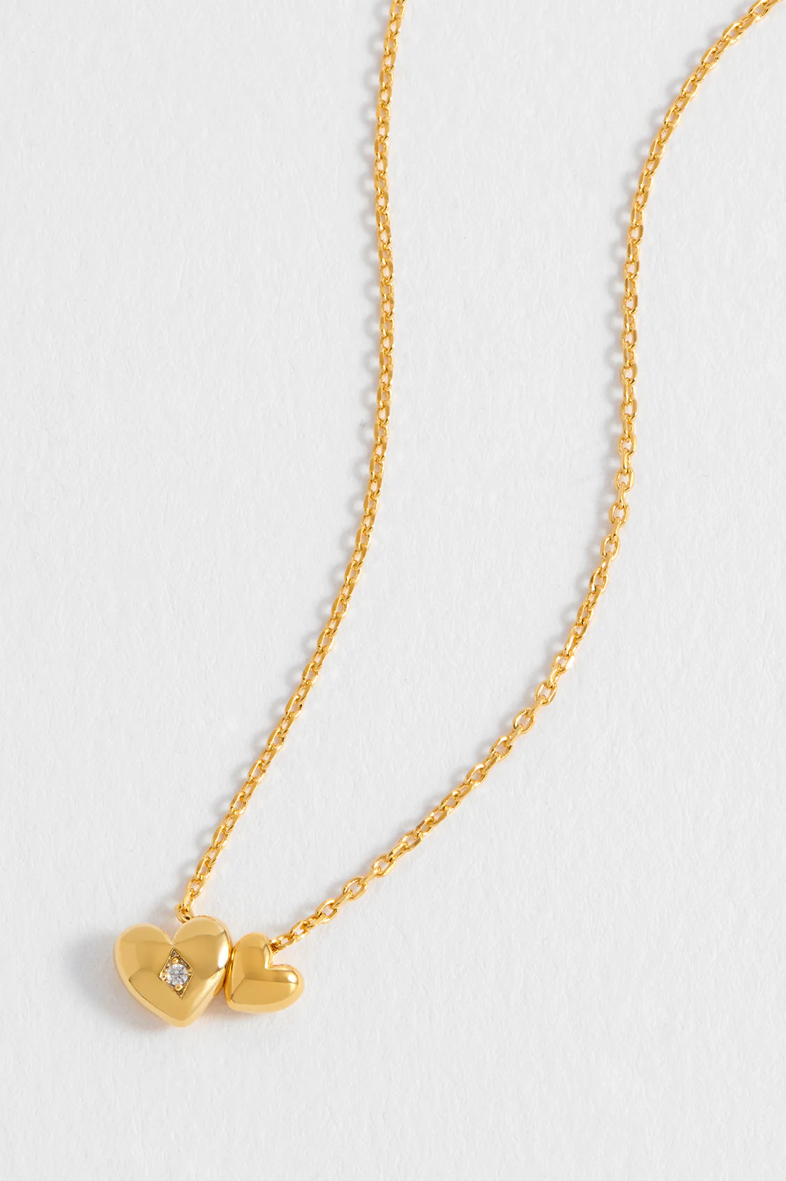 Double Heart and CZ Necklace - Image 4