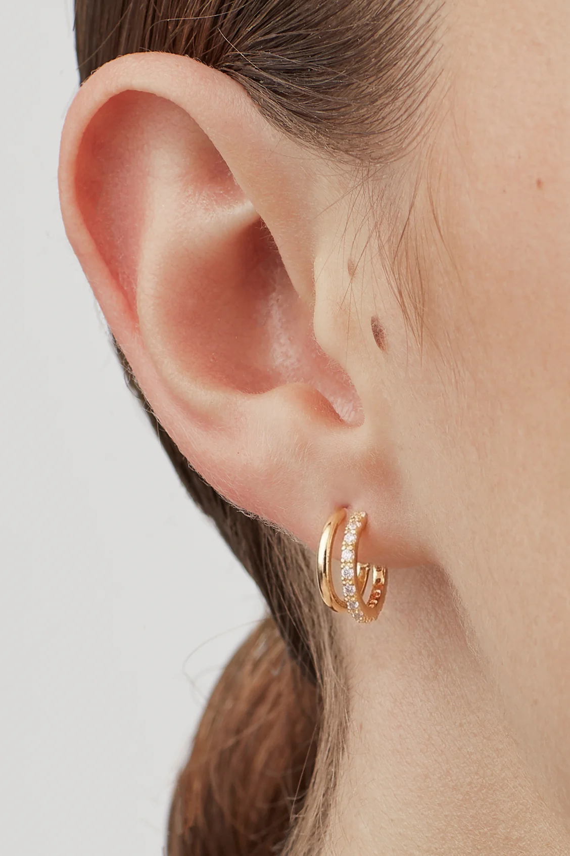 Double Hoop Illusion Pave Earrings - Image 2