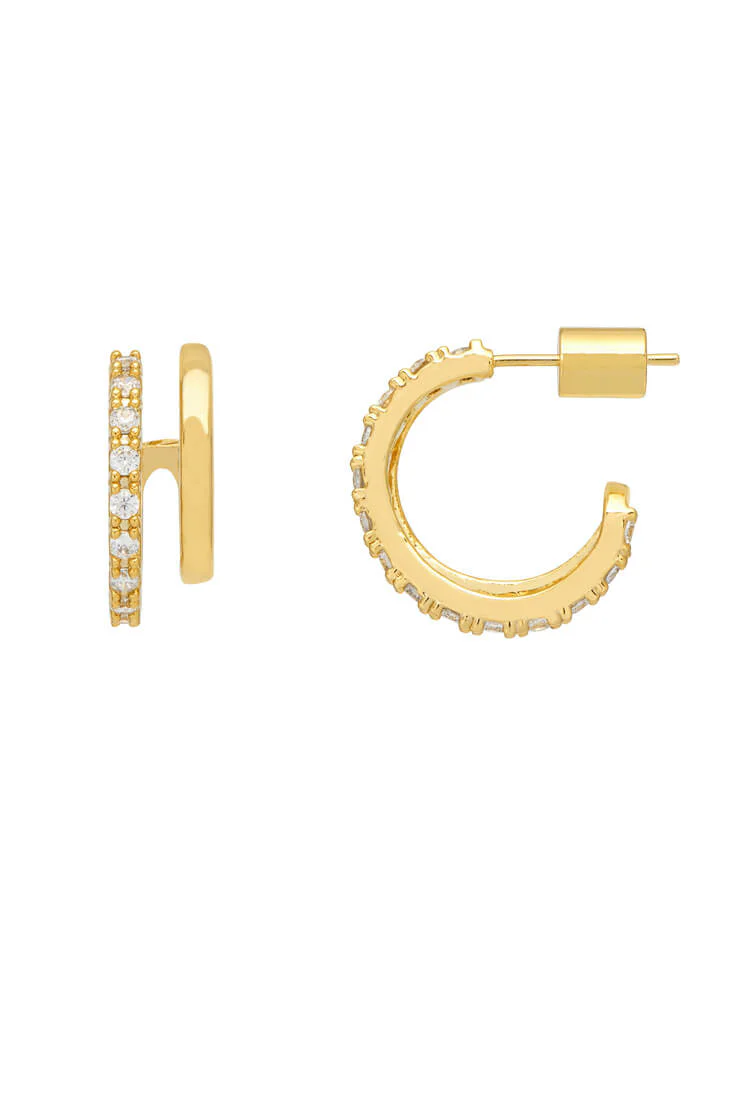 Double Hoop Illusion Pave Earrings - Image 3