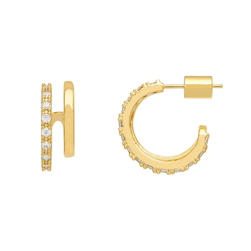 Double Hoop Illusion Pave Earrings - Image 5