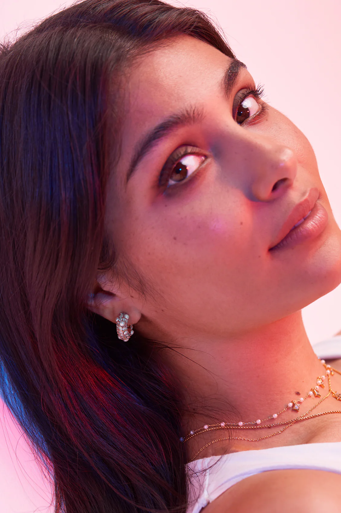 Embellished Pearl and CZ Hoops - Image 2