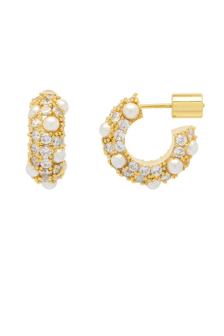 Embellished Pearl and CZ Hoops - Image 3
