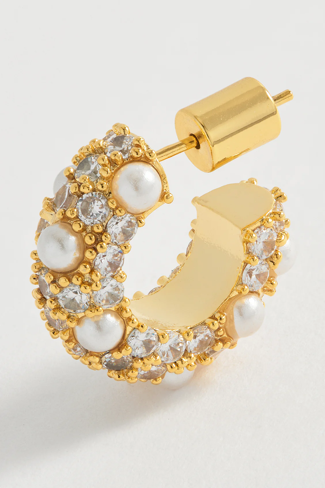 Embellished Pearl and CZ Hoops - Image 4