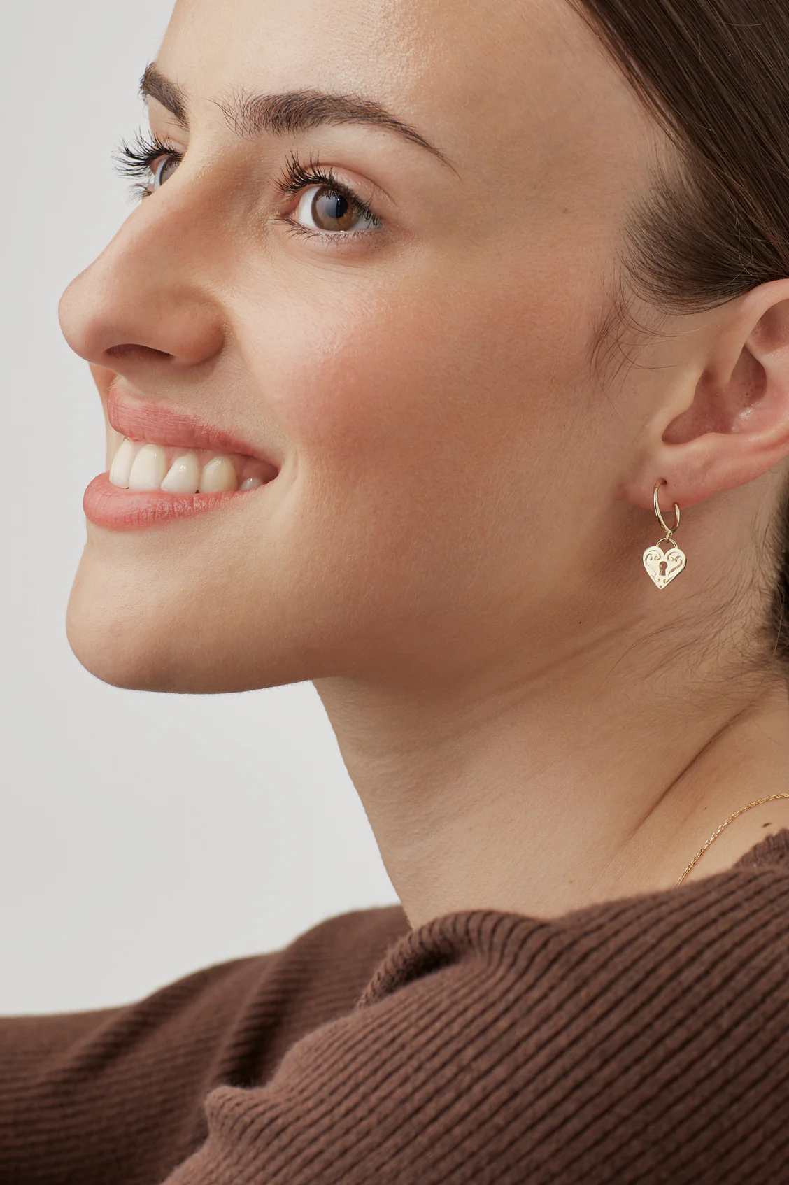 Engraved Heart Padlock Hoop Earrings - Image 5