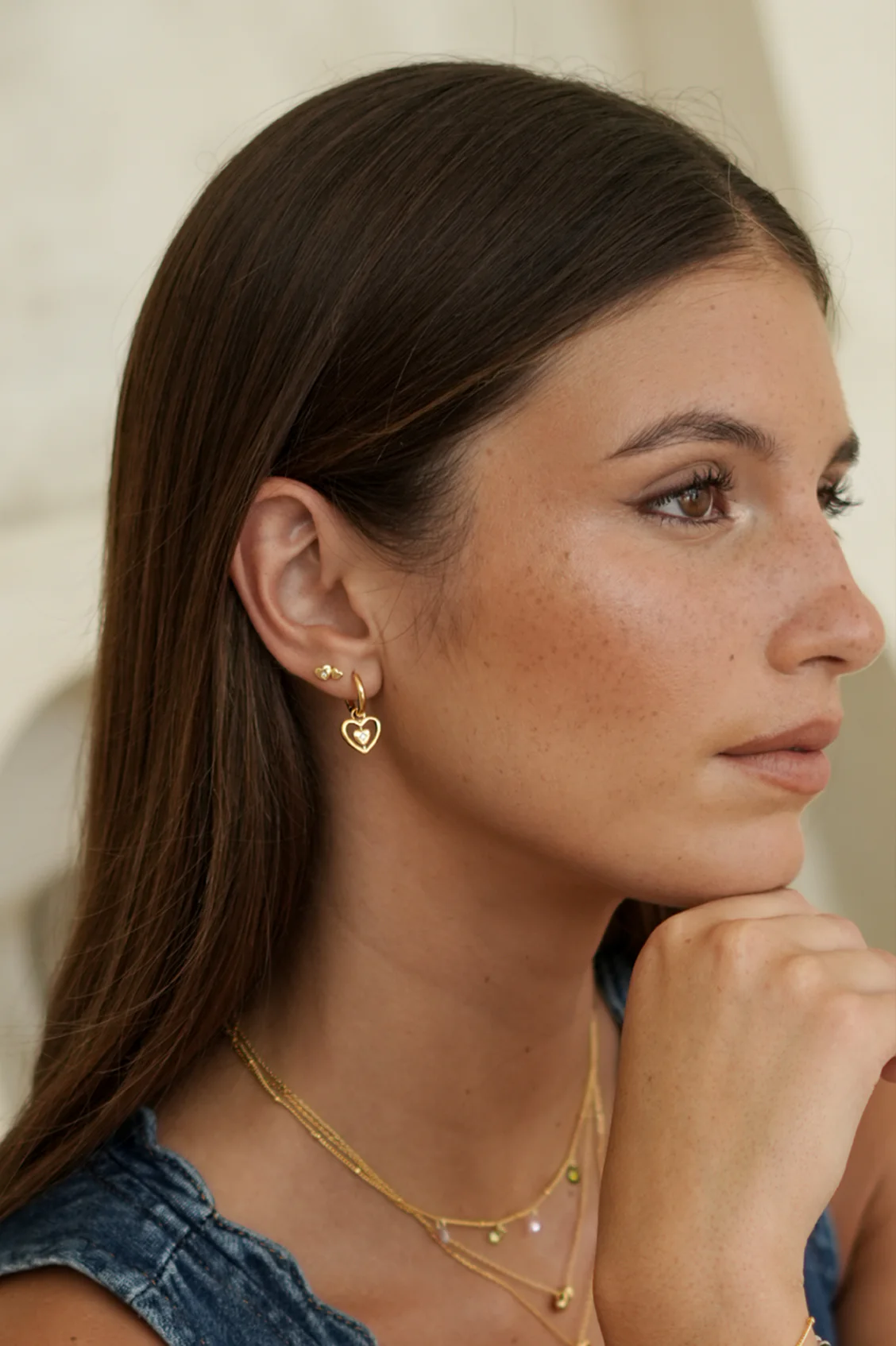 Enveloped CZ Heart Huggie Hoops - Image 5
