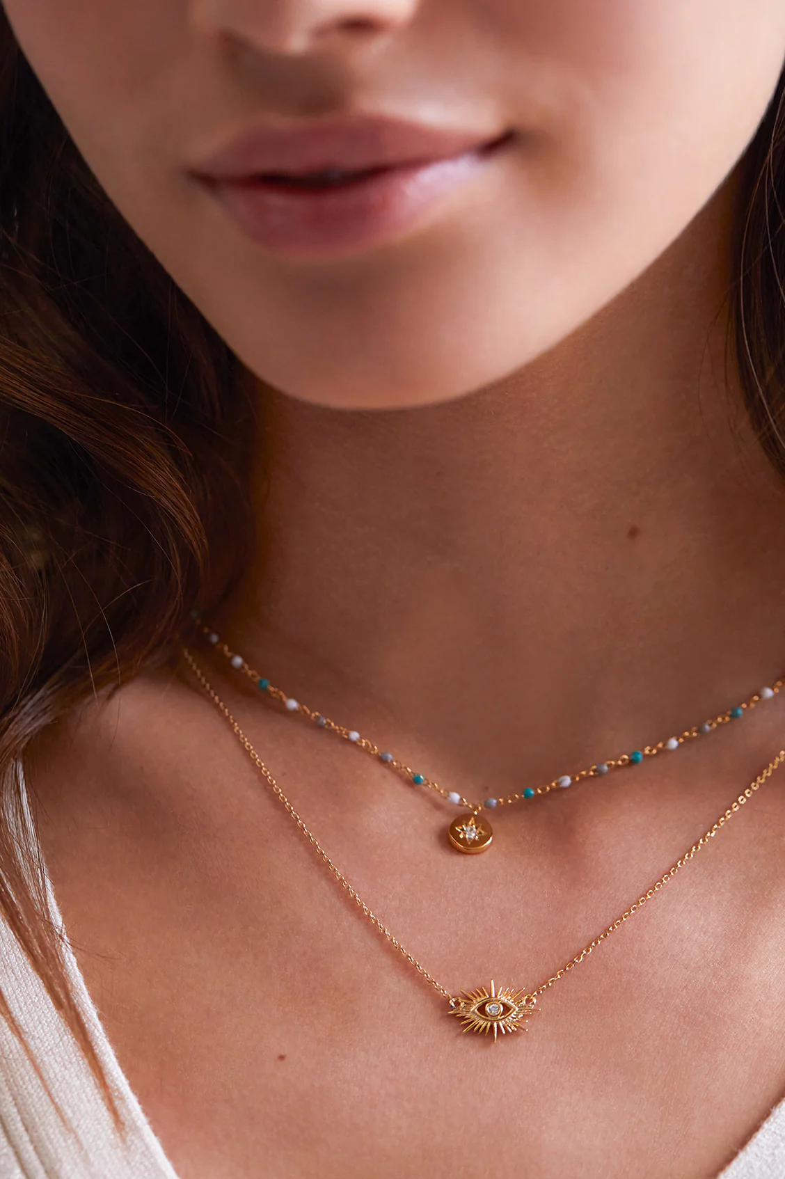 CZ Star Pendant Beaded Necklace - Image 4
