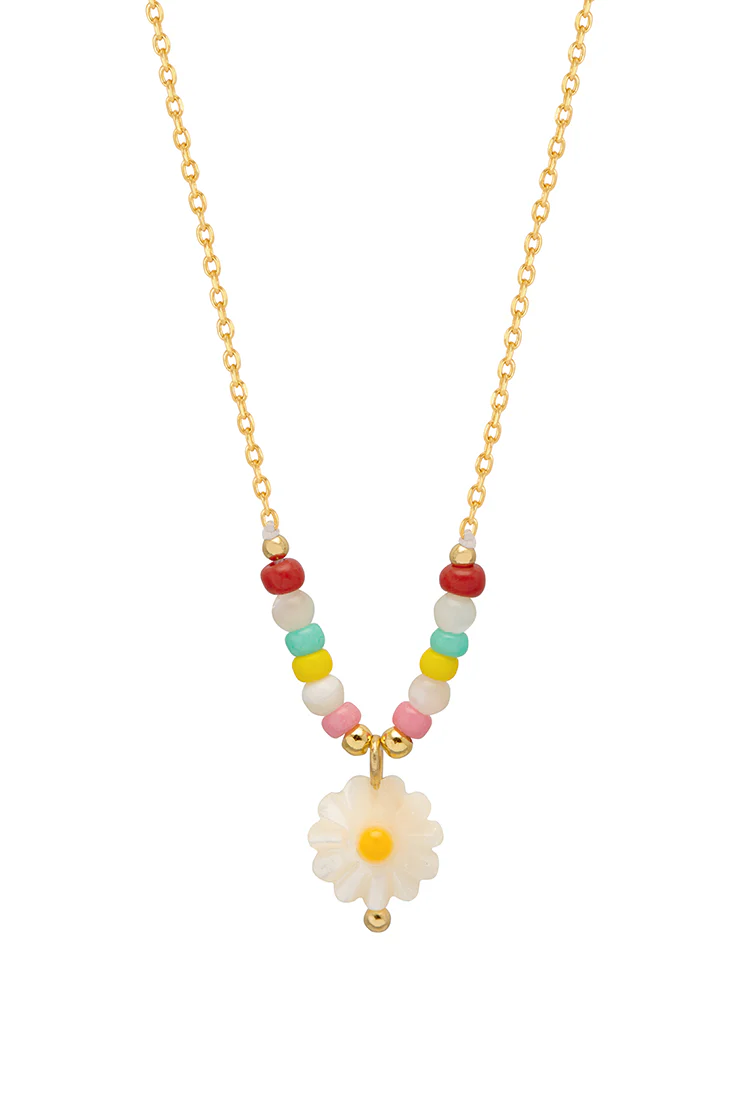 Flower Shell Bead And Chain Necklace - Image 3