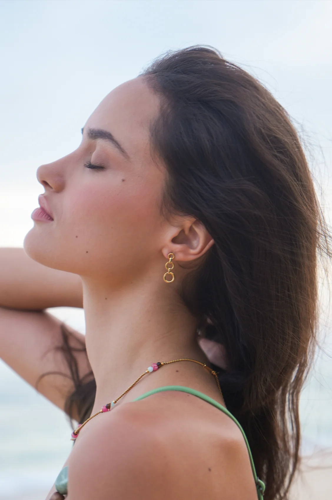 Graduated Round Link Drop Earrings - Image 2