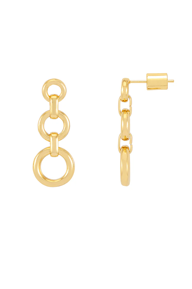 Graduated Round Link Drop Earrings - Image 3