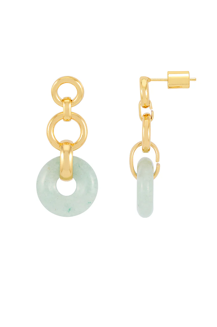 Green Graduated Round Link Drop Earrings - Image 3