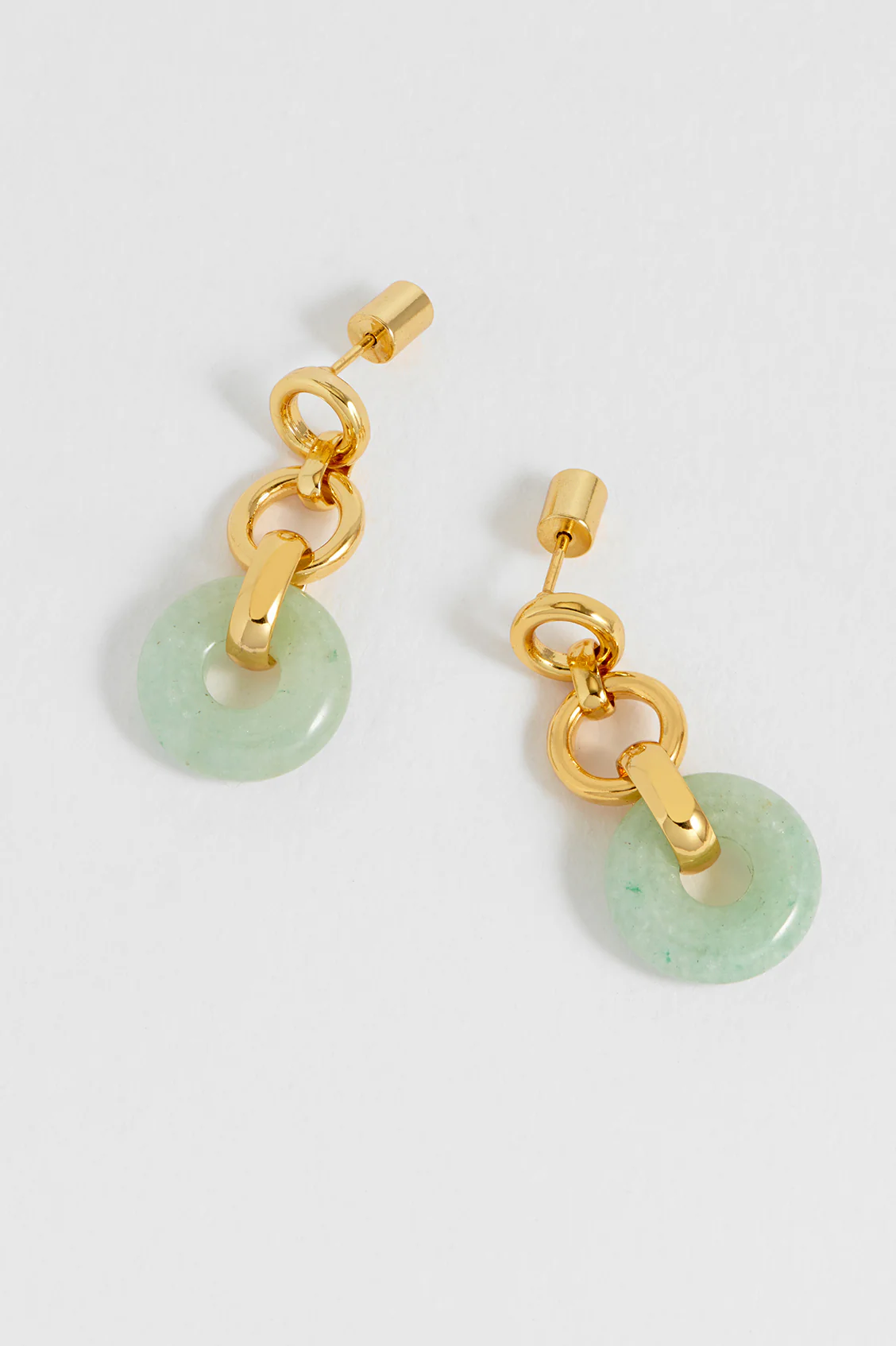 Green Graduated Round Link Drop Earrings - Image 4