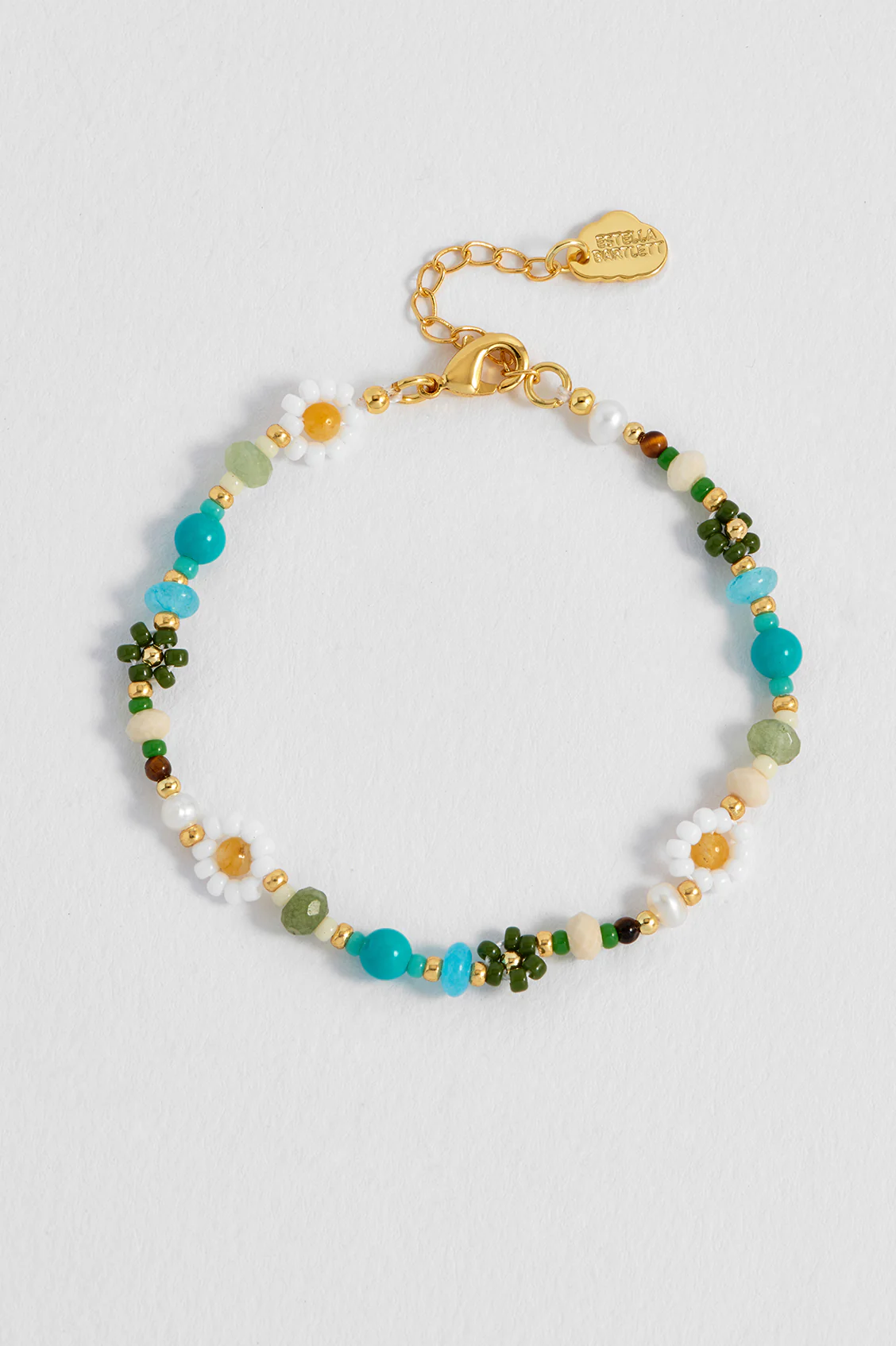 Green Beaded Flower Bracelet - Image 6
