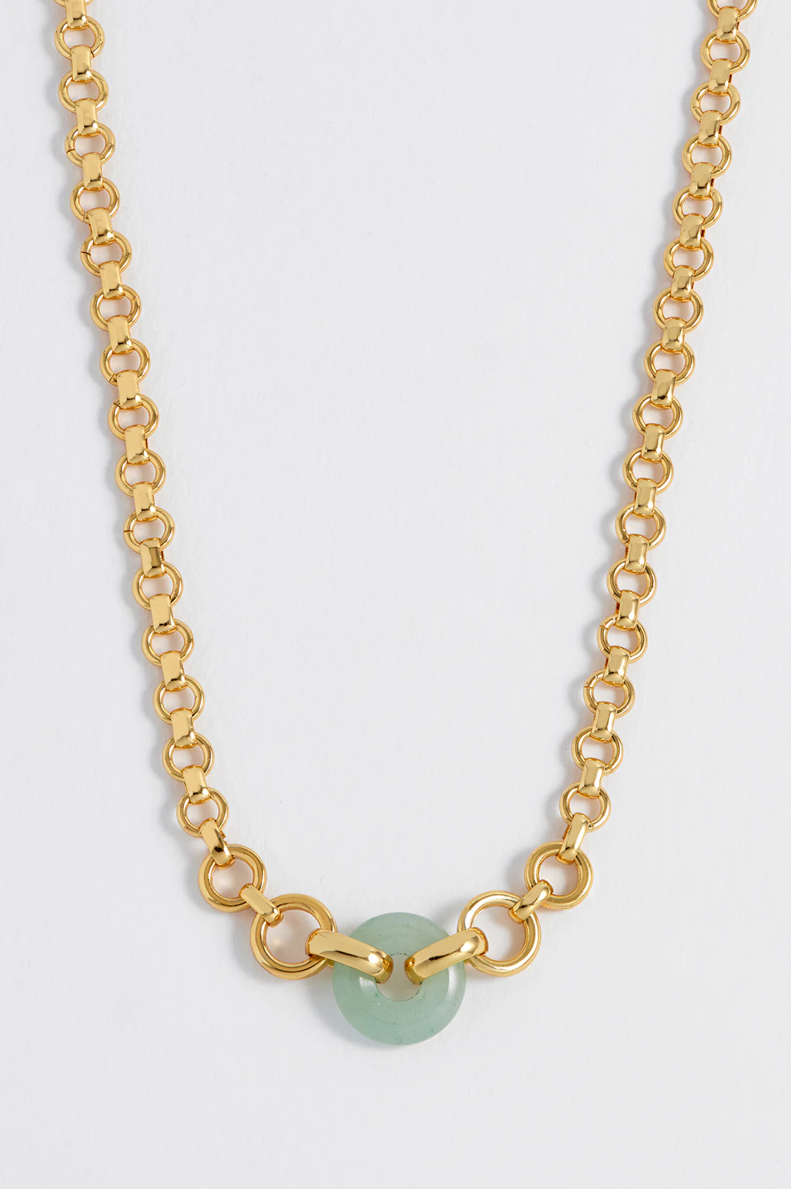 Green Quartz Graduated Round Link Chain Necklace