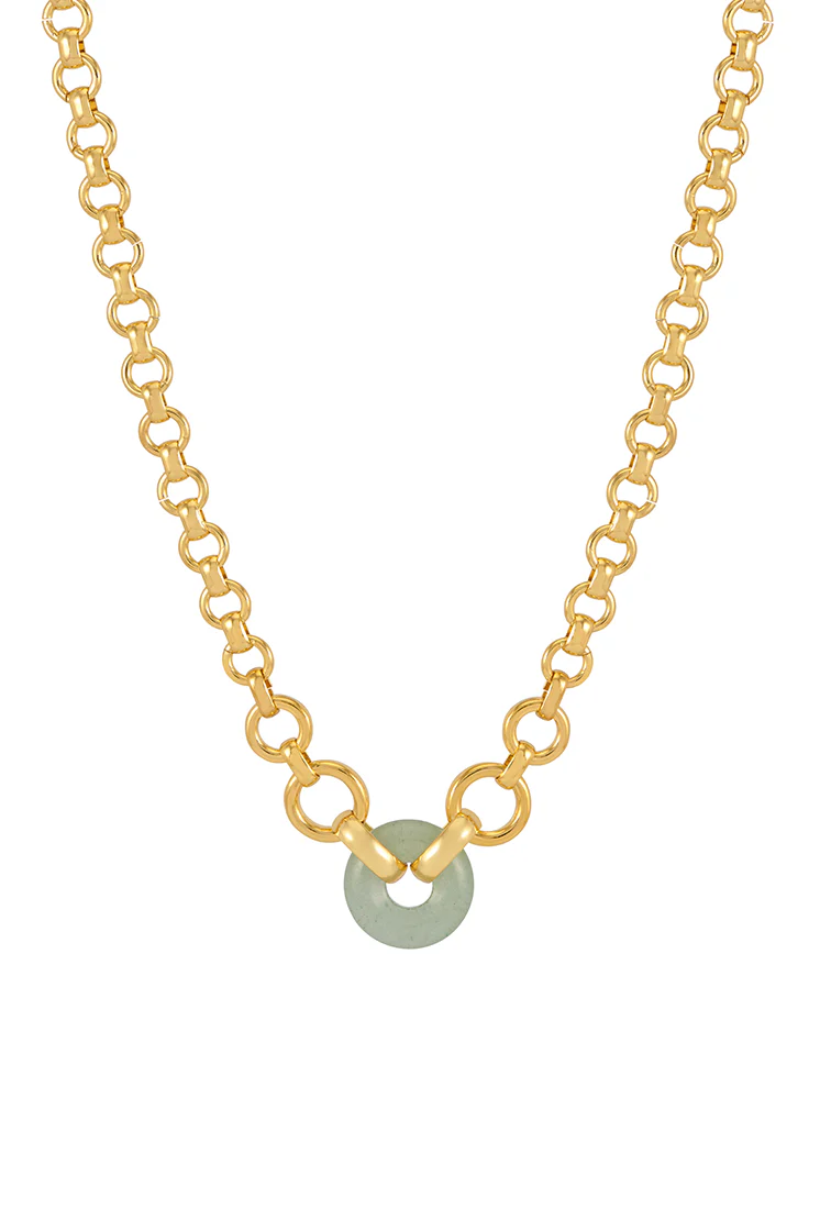 Green Quartz Graduated Round Link Chain Necklace - Image 3