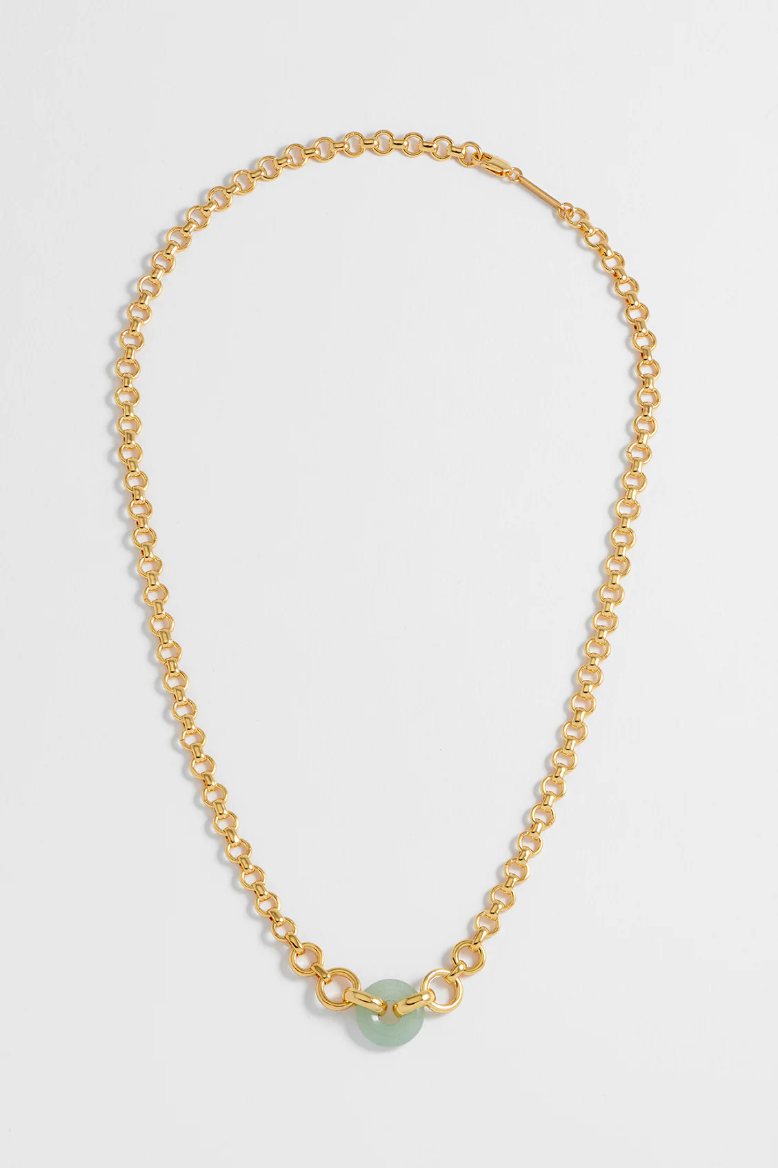 Green Quartz Graduated Round Link Chain Necklace - Image 4