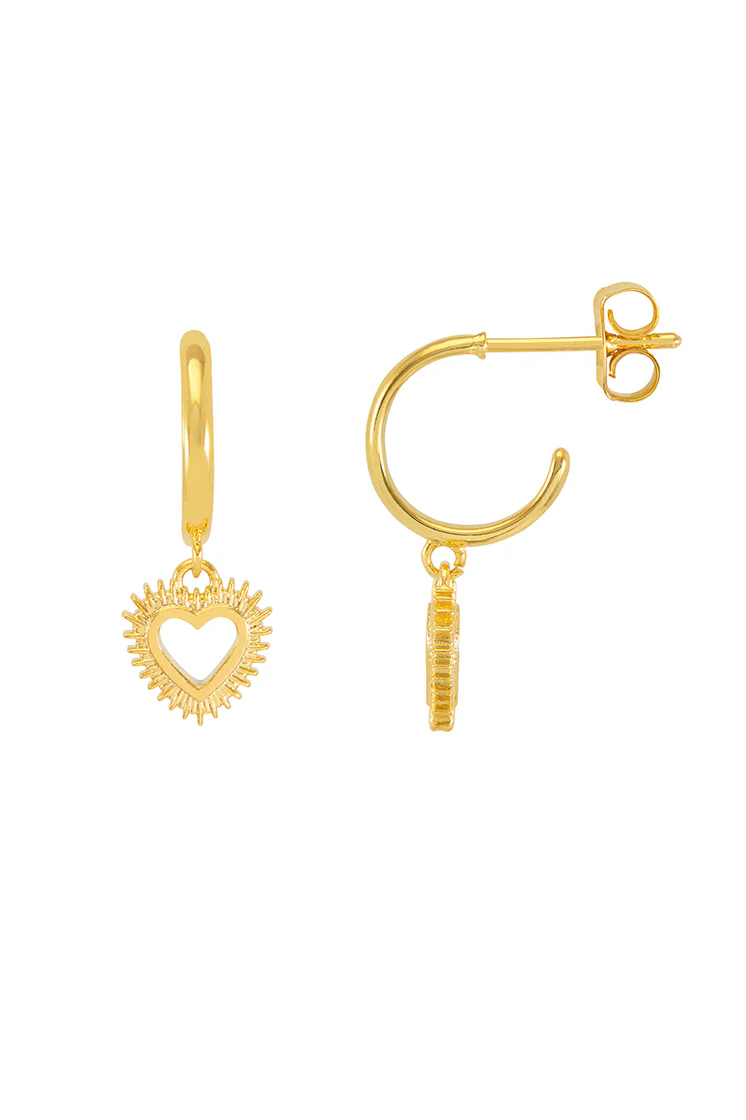 Heartburst Drop Hoop Earrings - Image 3