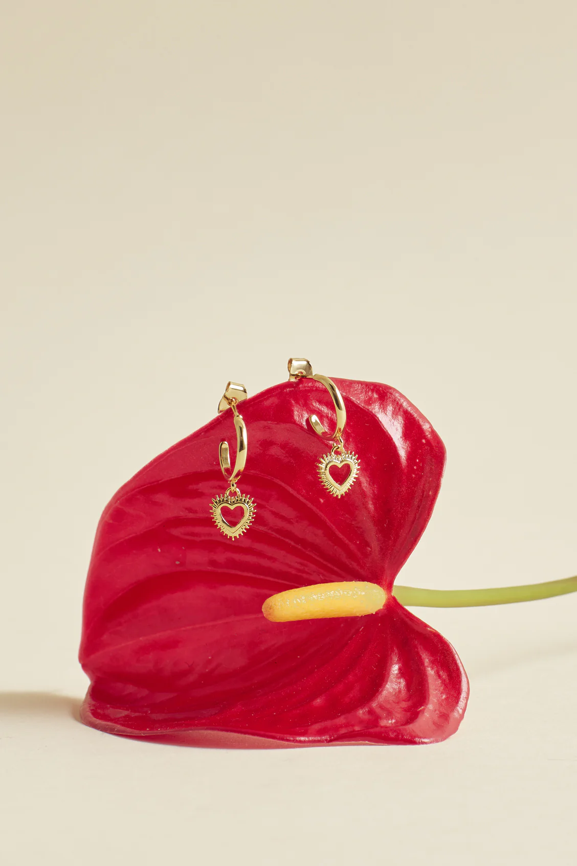 Heartburst Drop Hoop Earrings - Image 5