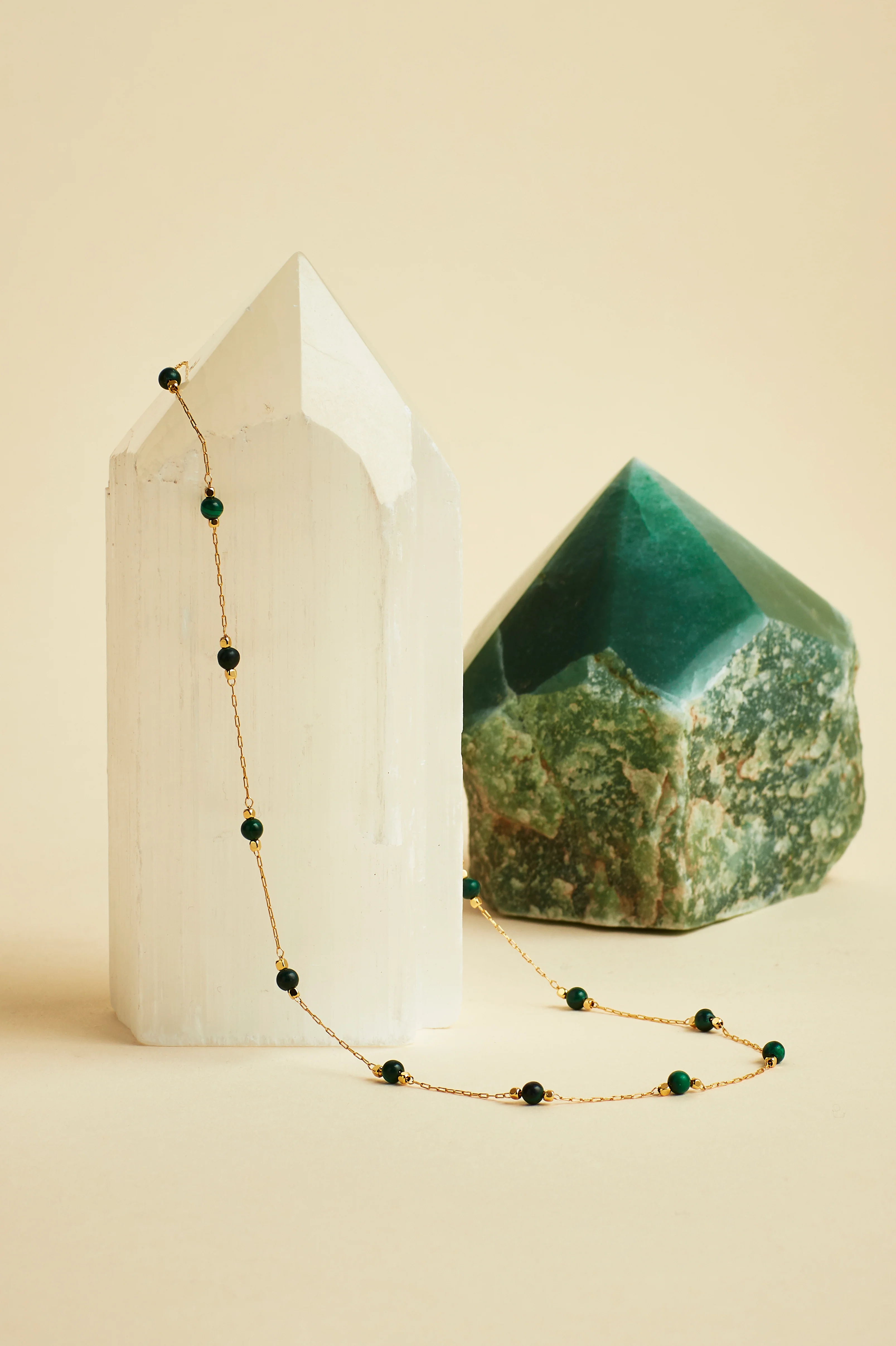 Wellness Malachite Gemstone Bead Necklace - Image 4