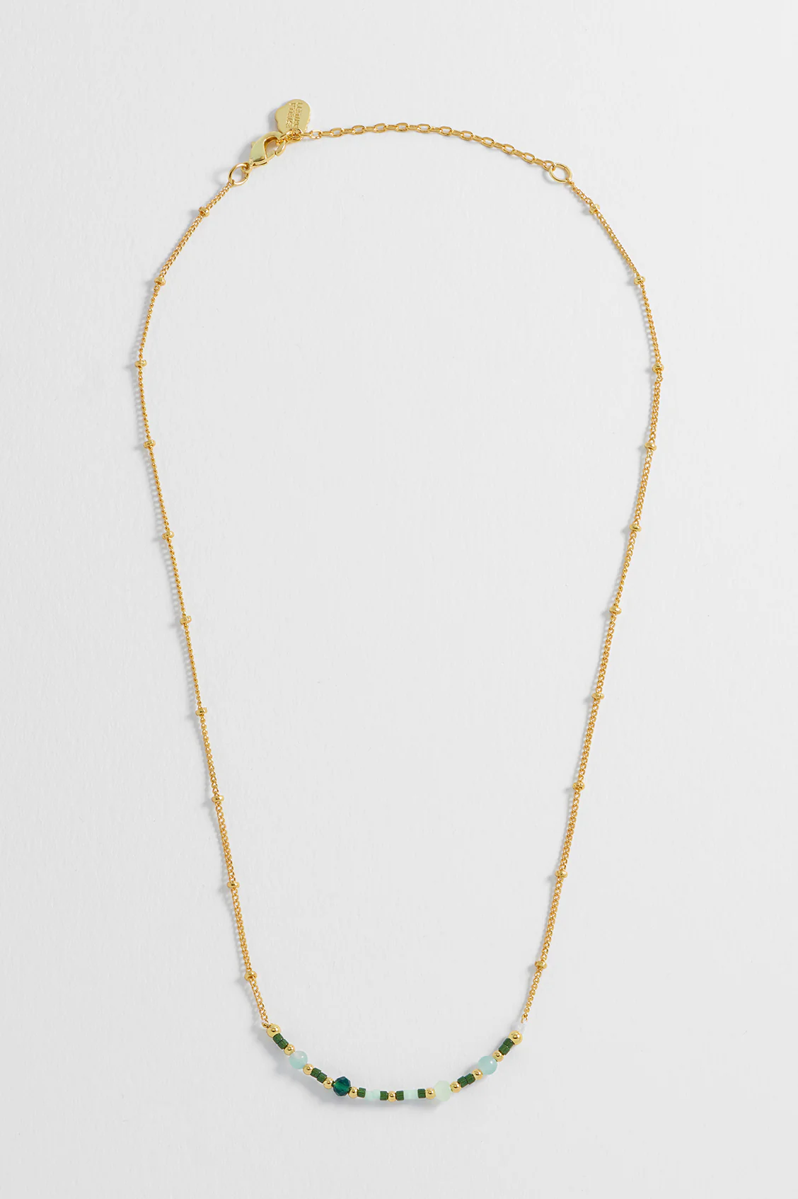 Mini Green Beaded Chain Necklace - Image 5