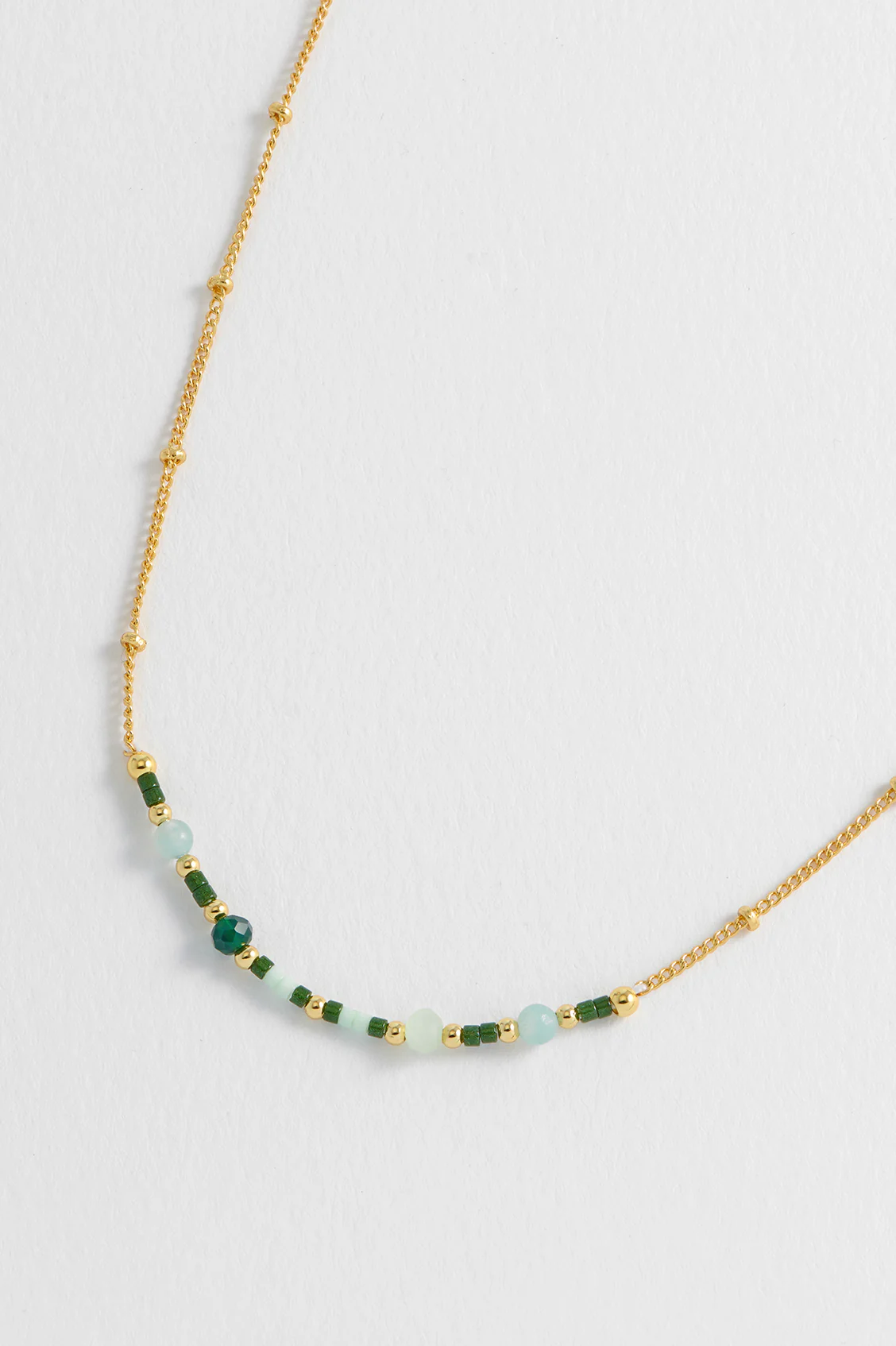 Mini Green Beaded Chain Necklace - Image 6