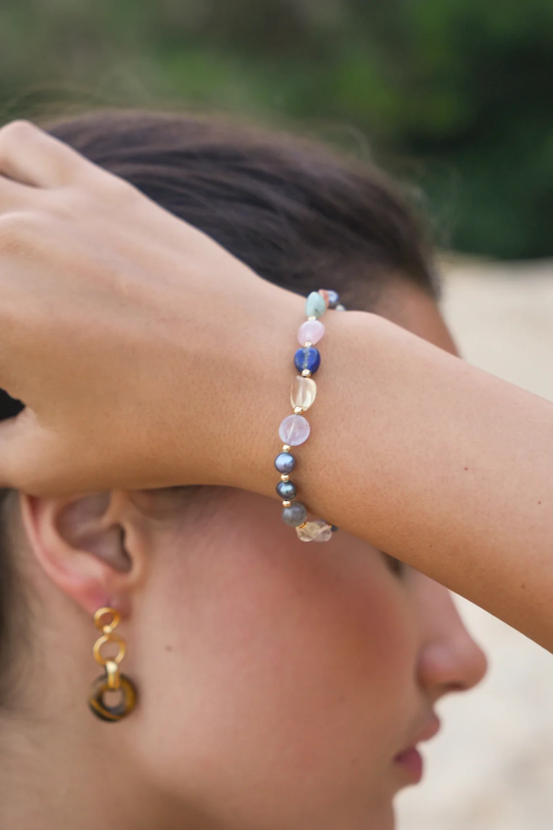 Multi Beaded T Bar Bracelet - Image 2