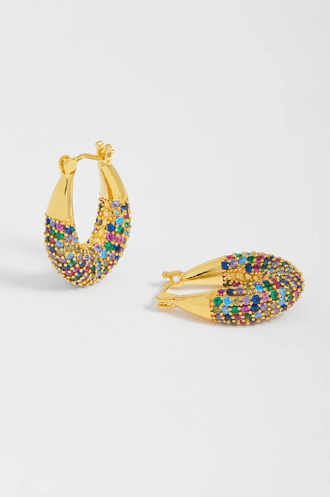Rainbow CZ Chubby Oval Hoops - Image 2