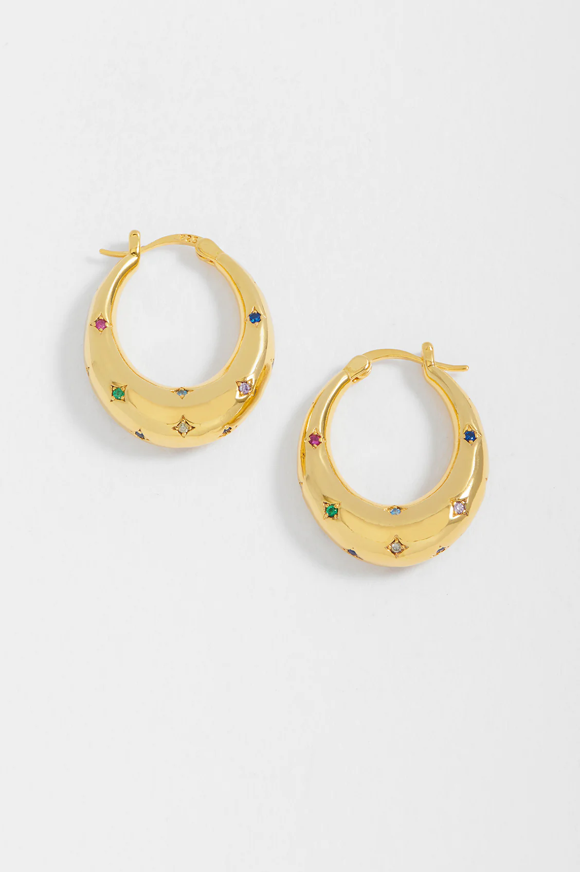 Rainbow CZ Star Chubby Hoop Earrings - Image 2