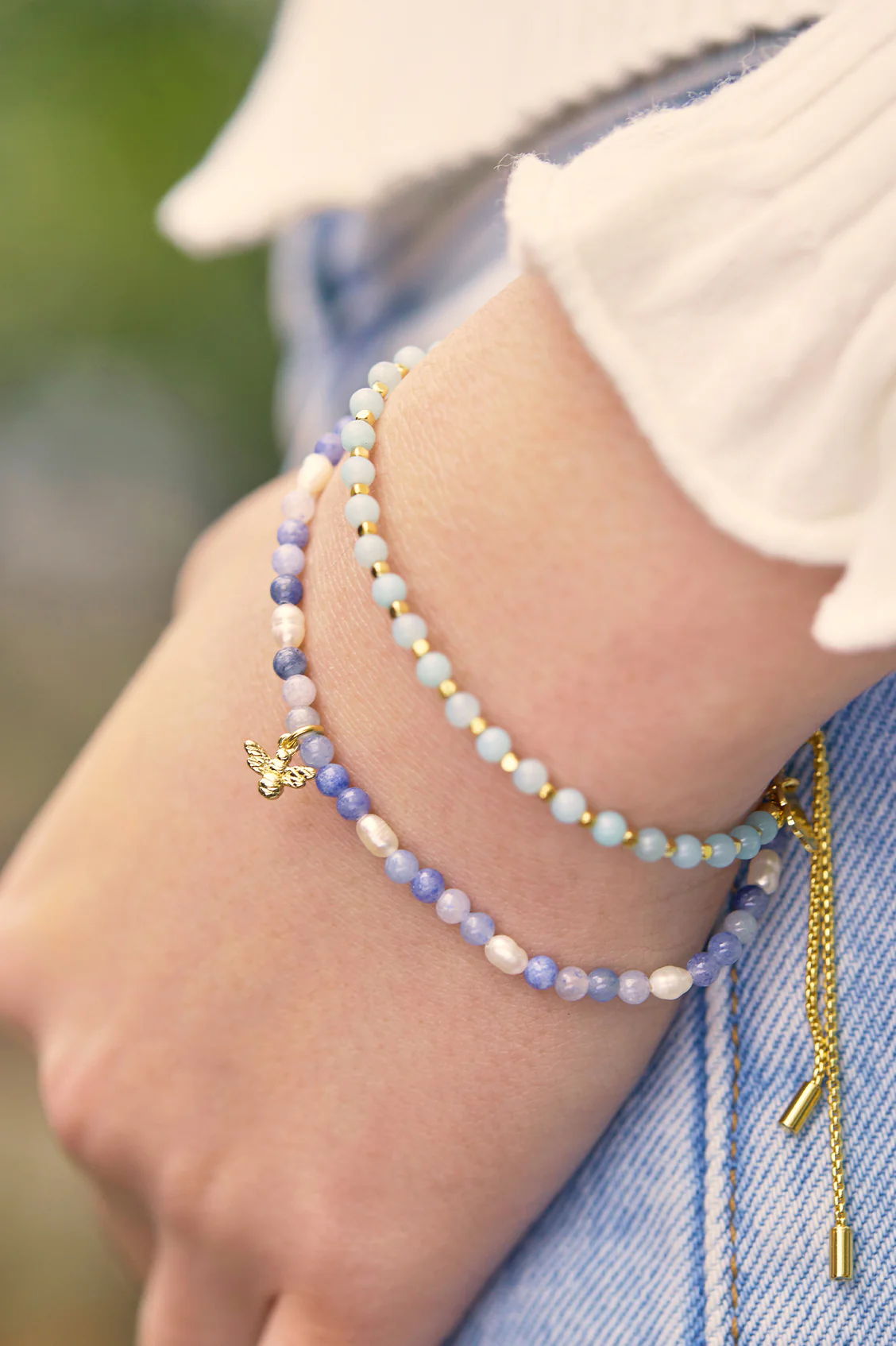 Gemstone Pearl Bee Bracelet - Image 6