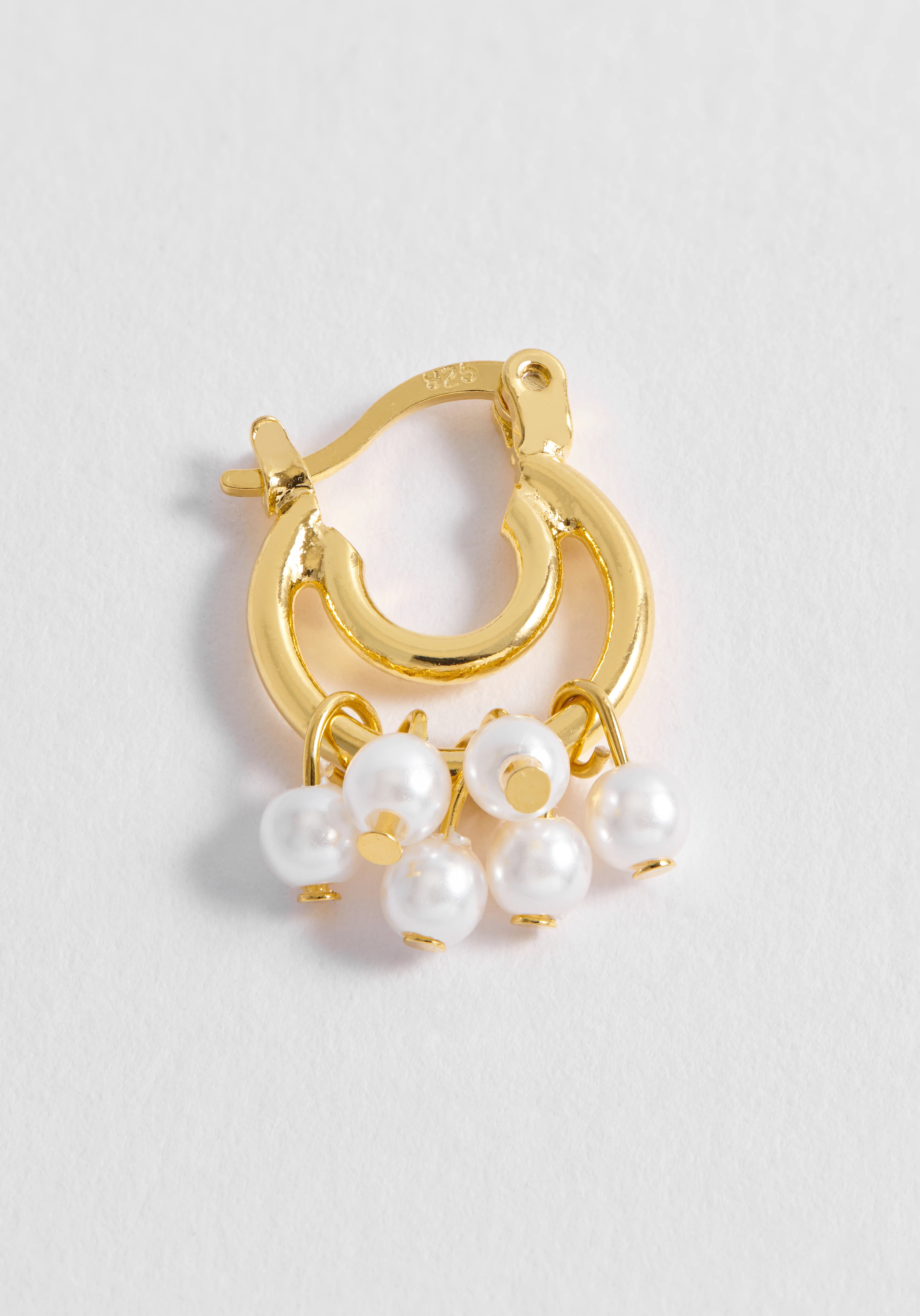 Pearl Double Hoop Earrings - Image 4