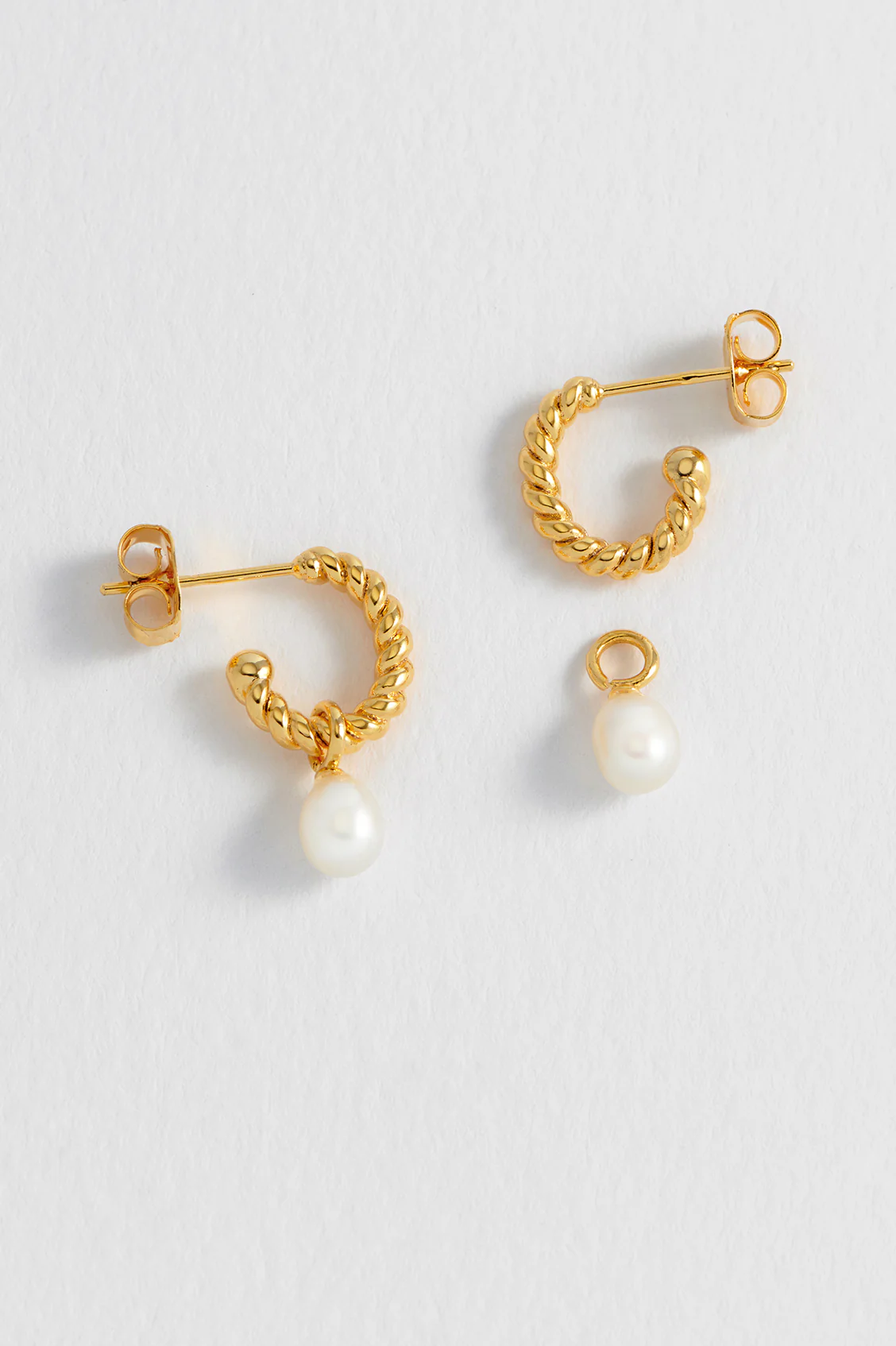 Pearl Drop And Twist Hoop Earrings - Image 4