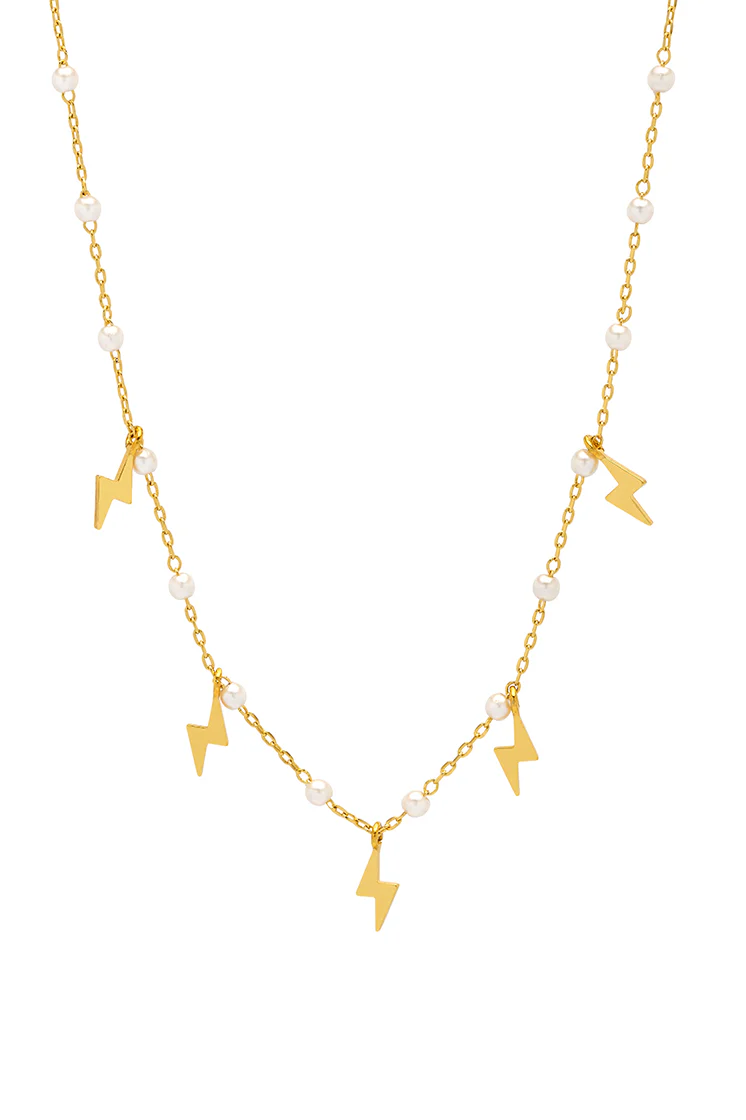 Pearl Power Bolt Charm Necklace - Image 3