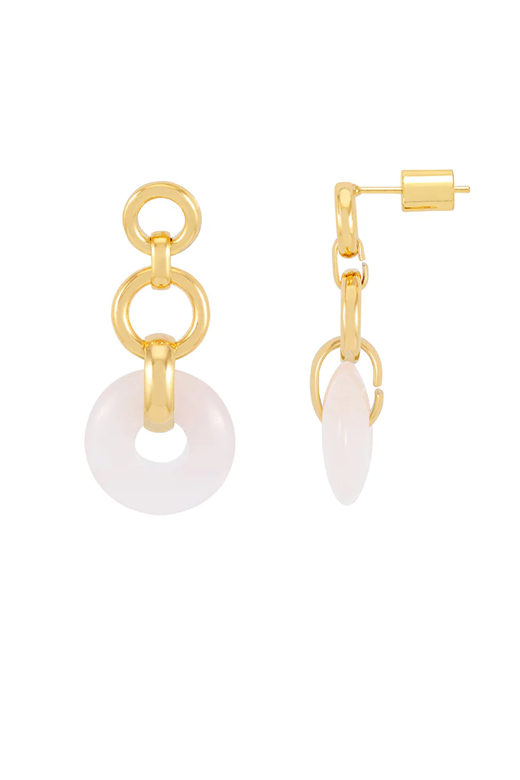 Pink Graduated Round Link Drop Earrings - Image 3