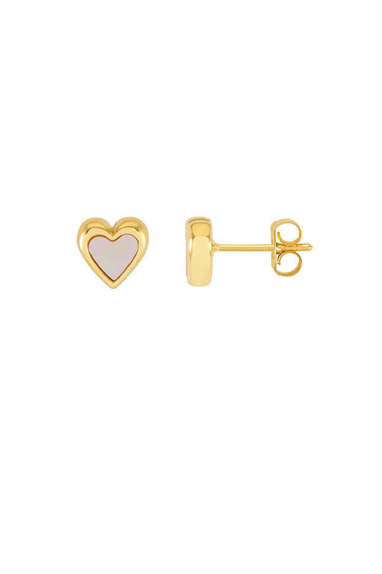 Pink Pearl Heart Stud Earrings - Image 3