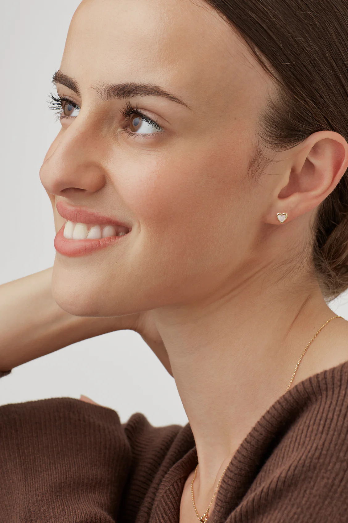 Pink Pearl Heart Stud Earrings - Image 5