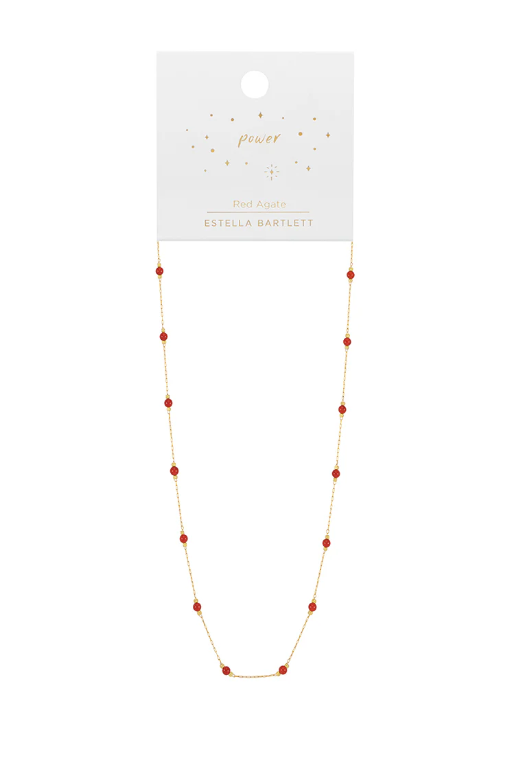 Wellness Red Agate Gemstone Bead Necklace - Image 3