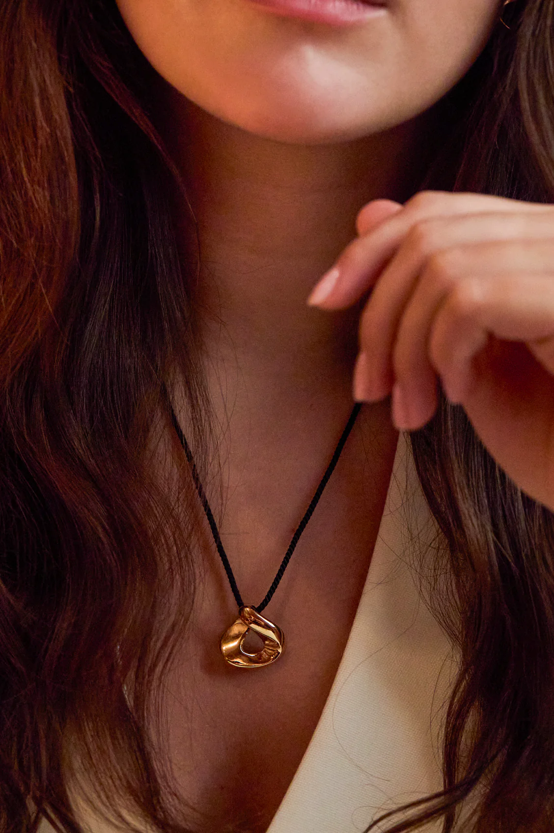 Sculptural Twist Pendant Cord Necklace - Image 7