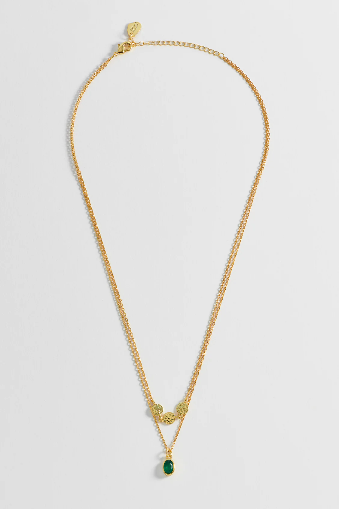 Textured Disc Gemstone Duo Necklace - Image 6