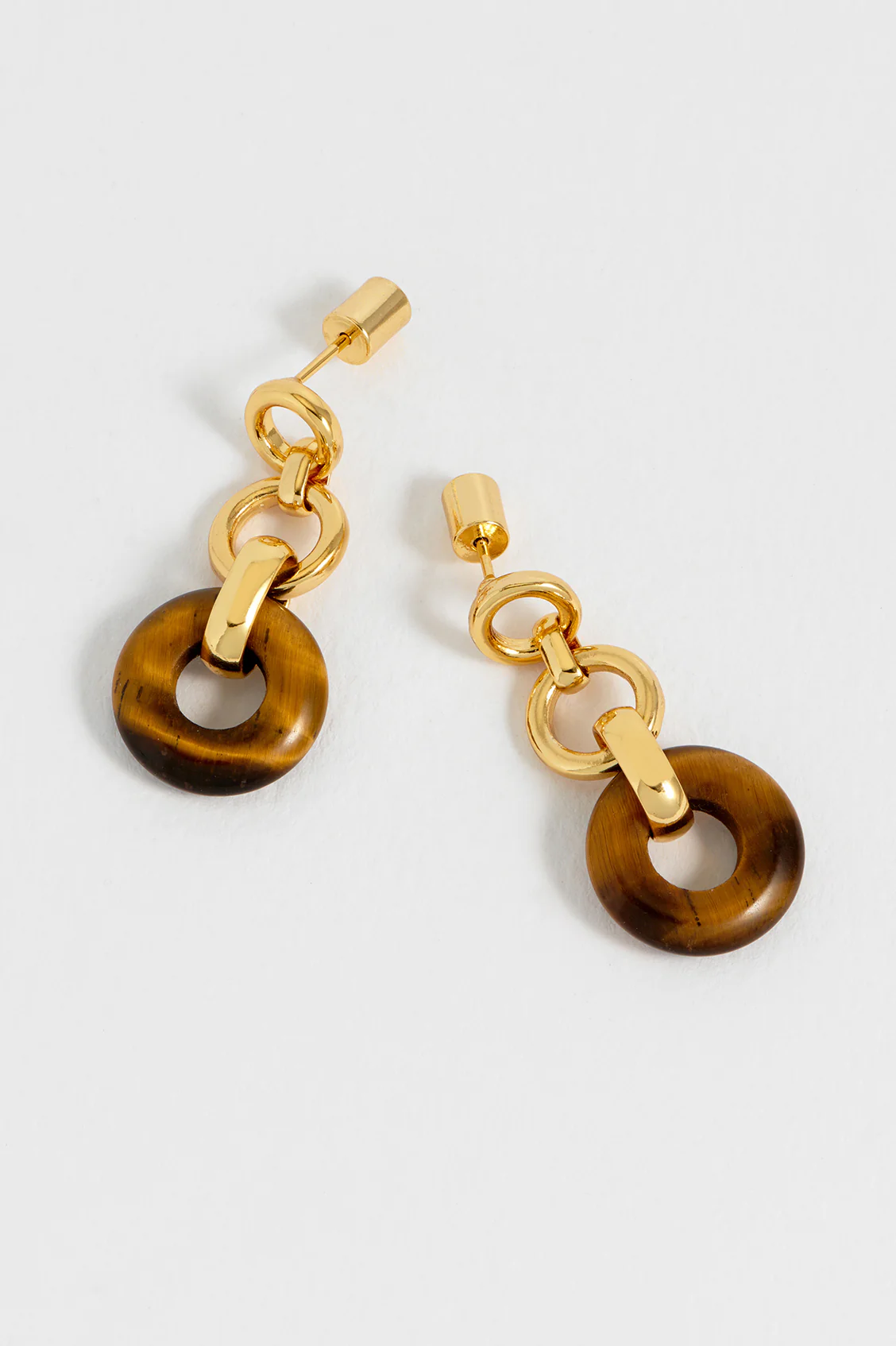 Tigers Eye Graduated Round Link Drop Earrings - Image 4